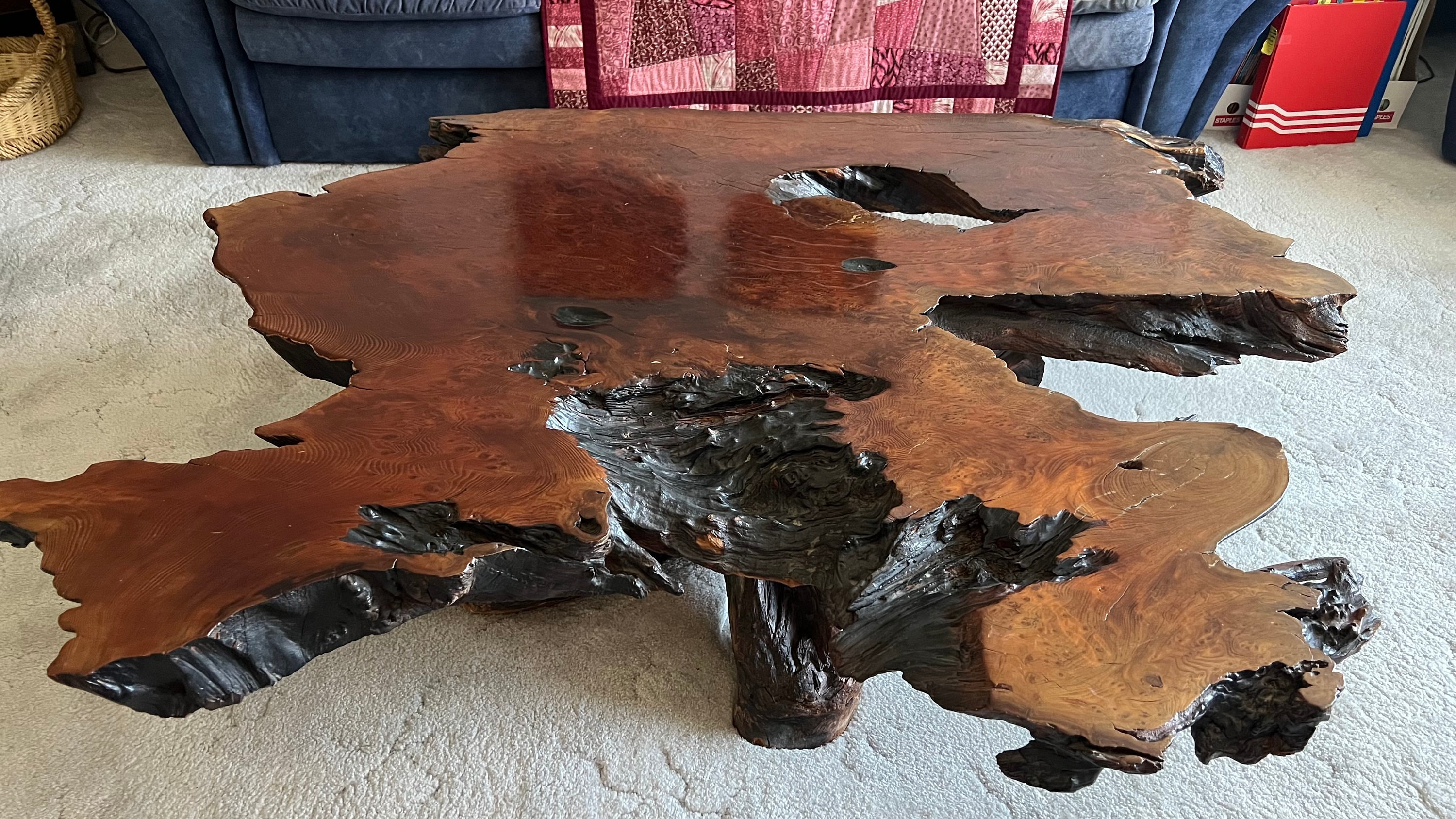 Redwood burl coffee table for sale deals