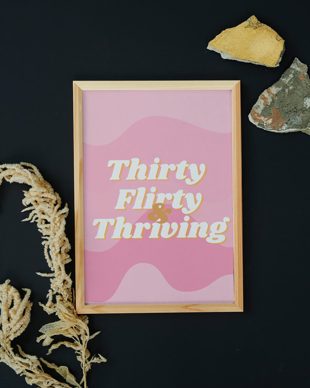 Thirty Flirty and Thriving, Wall Decor, Retro Print, Quote Print ...