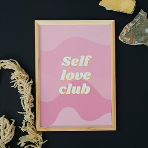 Self Love Club, Wall Decor, Retro Print, Quote Print, Digital Download