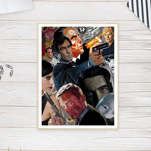 James Bond, Heroes And Villains, Impression numérique téléchargeable, Décoration murale