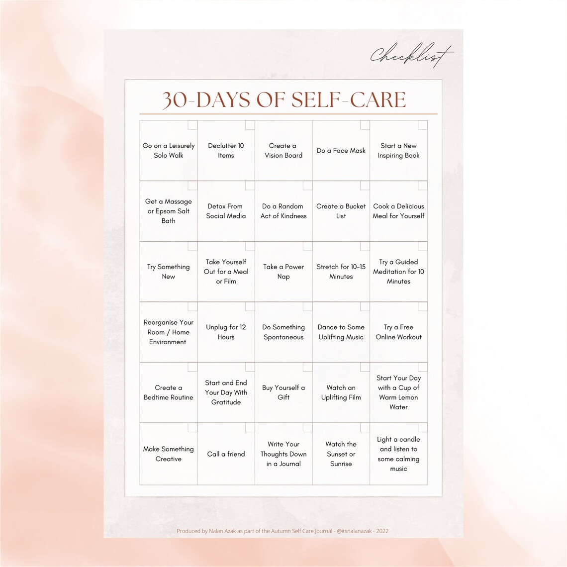 30 Days of Self Care, Self Care Checklist, Self Care Tracker, Self Care ...
