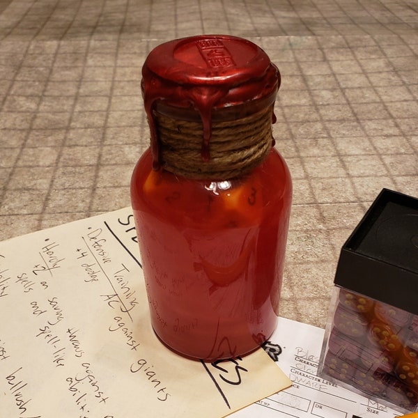 2d4 Potion of Healing, Prop Health Potion Color Changing Glass Vial TTRPG Dice Roller Potion of Health for Gamers, Tabletop Gaming Accessory