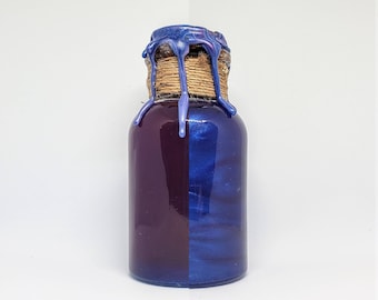 RPG Faerie Dragon Potion, TTRPG Inspired Blue and Purple Color Changing Potion, TTRPG Handmade Glass Vial Elixir, Gift for Gamer, Home Decor