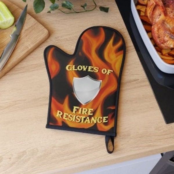 DnD Ovenwant, grote hittebestendige handschoen voor bakhandschoen voor barbecues, grappig gamercadeau voor hem en haar, Nerdy TTRPG Gear brandwerendheid