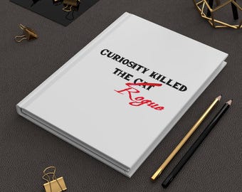 Funny RPG Journal, Curiosity Killed the Cat, Minimalist Fantasy Rogue TTRPG Adventure Notebook for Game Design Notes and Storyboarding Games