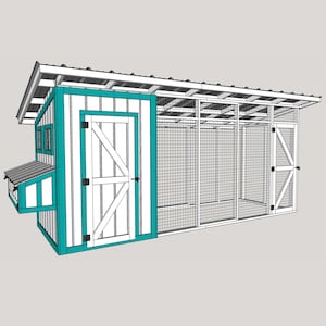 Galinheiro 6x18 com planos de corrida, plano de galinheiro de jardim faça você mesmo, planos de galinheiro de madeira para quintal