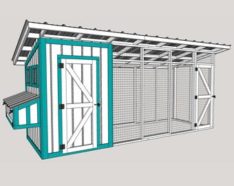 6x18 Chicken coop with run plans, DIY Garden chicken coop plan, Backyard wooden coop plans