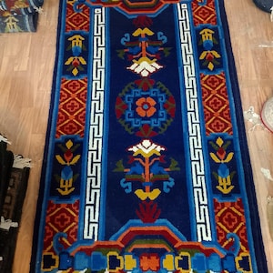 Hand-Knotted Tibetan Wool Rug – Natural Dyed Himalayan Carpet – Bohemian Area Rug – Ethical & Handmade Home Decor – Artisan New Shop Special