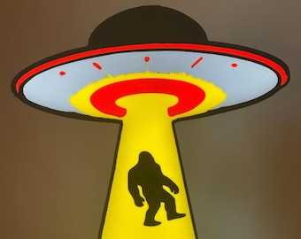 UFO Bigfoot Abduction Light Box 3D Print File - Alien Sci-Fi Decor (Digital File)