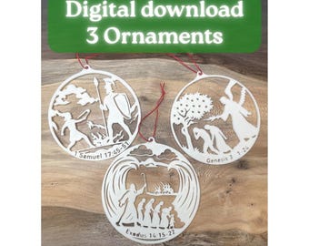 Bible Story Christmas Ornaments: David, Adam, Moses (Digital Files)