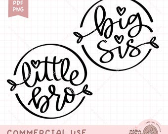 Little Bro Big Sis SVG, Kids Shirt Design (Digital Download)