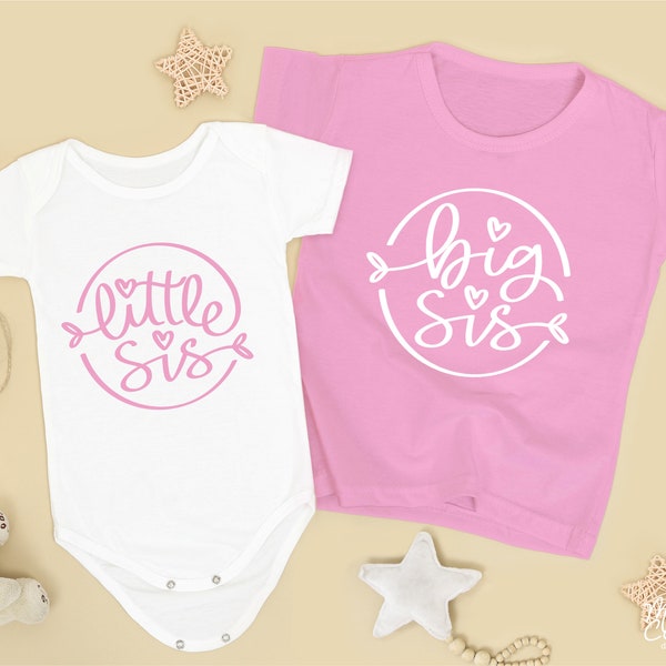 Little Sis Big Sis SVG, Big Sister SVG Cut File, Baby Sister Shirt Design, Lil Sis Big Sis Cutting File, Kids Shirt SVG, Commercial Use