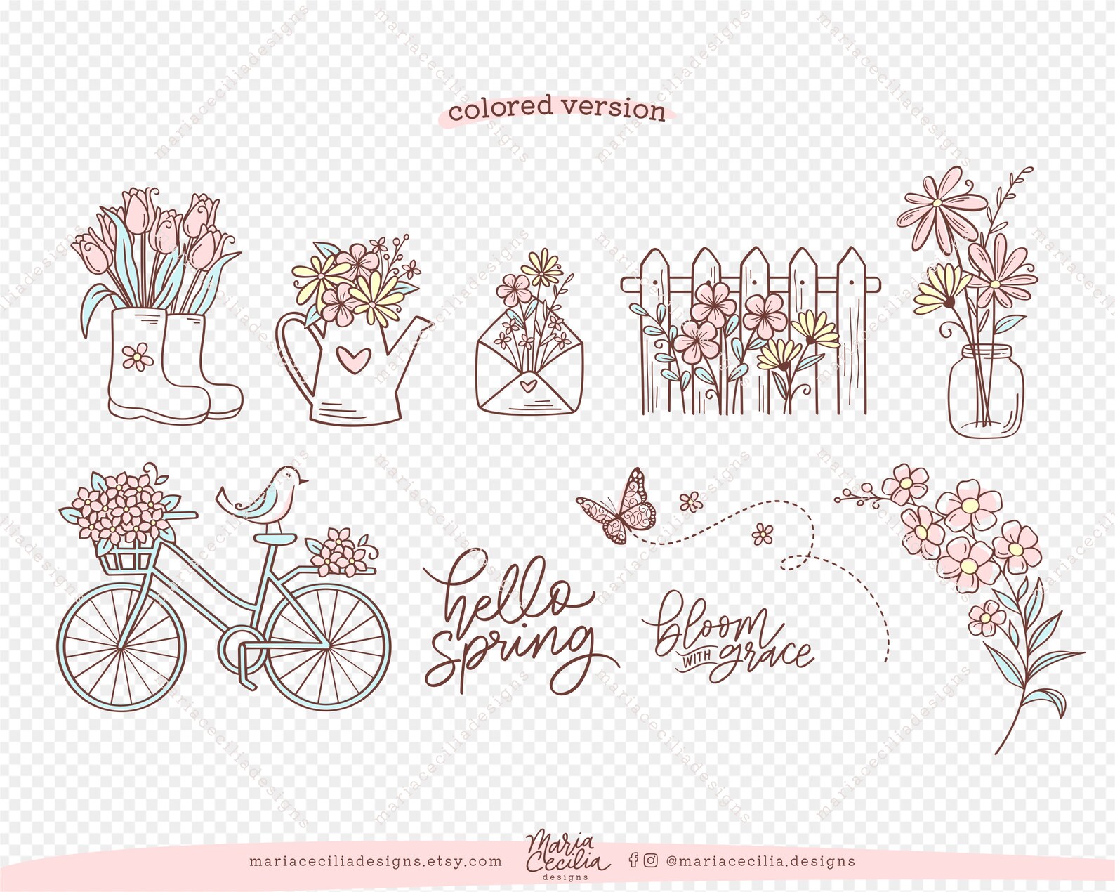 Hello Spring Flower Doodles PNG Clipart, Floral Designs, Bloom With ...