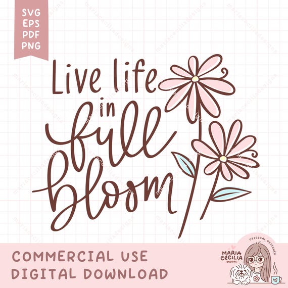 Spring Flowers Clipart, Daisies, Inspirational Quote (SVG, PDF, PNG)