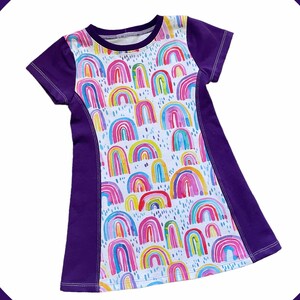 purple rainbow tunic, cute rainbow gifts for little girls, rainbow birthday shirt 5, 5th birthday gift for a girl, tunic tops for girls image 2