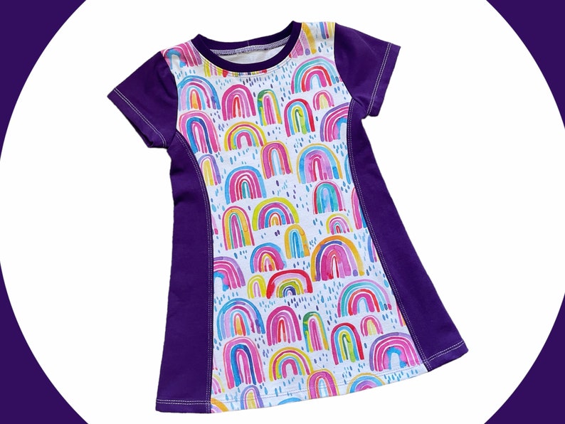 purple rainbow tunic, cute rainbow gifts for little girls, rainbow birthday shirt 5, 5th birthday gift for a girl, tunic tops for girls image 2