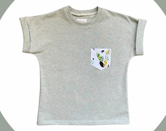 green shirt with pocket, sage green tshirt, cute toddler shirts, 1st bday gift for kids, dolman tee shirts, grow with me shirt, eco friendly