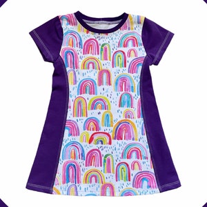 purple rainbow tunic, cute rainbow gifts for little girls, rainbow birthday shirt 5, 5th birthday gift for a girl, tunic tops for girls image 1