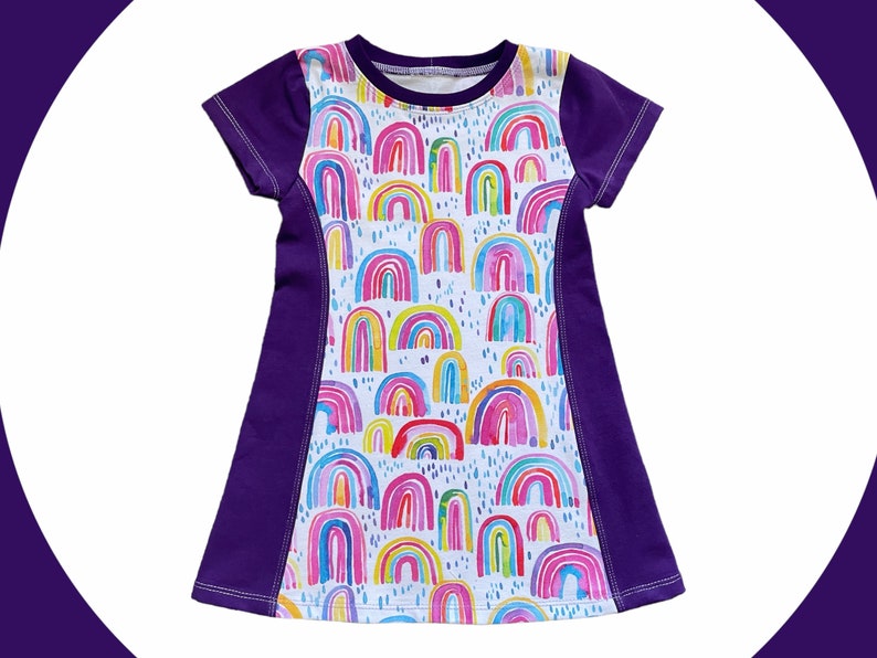 purple rainbow tunic, cute rainbow gifts for little girls, rainbow birthday shirt 5, 5th birthday gift for a girl, tunic tops for girls image 1