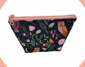 cute owl pouch for purse, owl gifts for women, cosmetic bag for purse, toiletry bag travel gifts, spooky gifts for her, teenage girl gifts