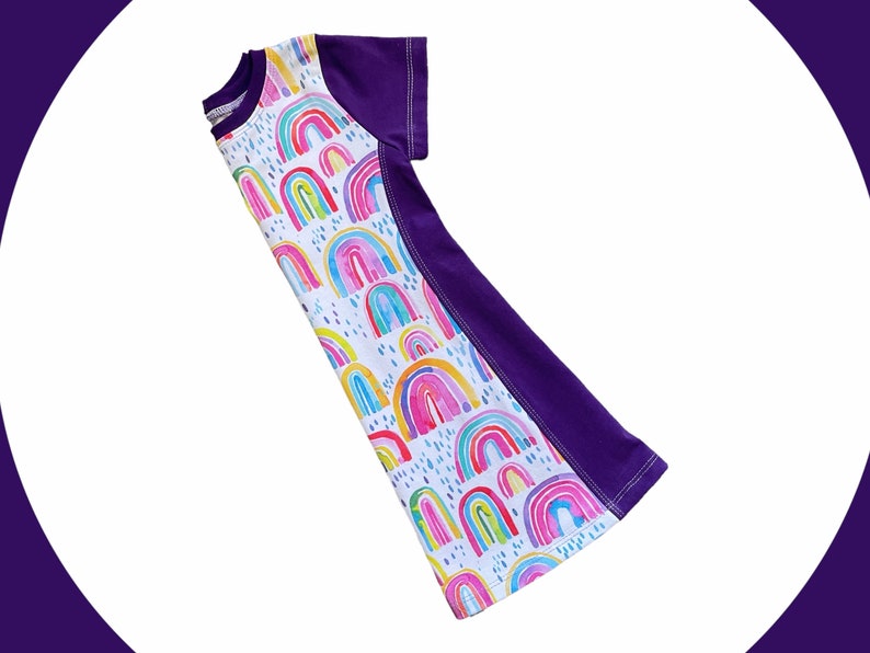 purple rainbow tunic, cute rainbow gifts for little girls, rainbow birthday shirt 5, 5th birthday gift for a girl, tunic tops for girls image 4