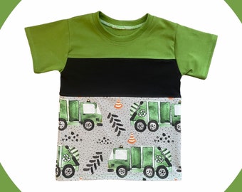 recycle shirt toddler, recycling gifts, recycle truck birthday shirt boy, 3T boys clothes, colorblock shirt for kids, organic kids tee