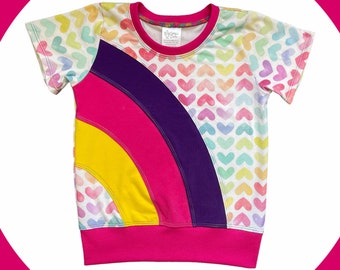 rainbow hearts shirt for kids, rainbow gifts for girls, 5th birthday shirt girl, cute shirts for spring, rainbow birthday shirt, watercolor