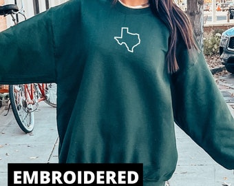 Embroidered Texas State Crewneck: Western Concert Sweatshirt