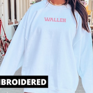 Embroidered Country Music Wallen Concert Crewneck Sweatshirt, Cowboy Sweatshirt, Country Shirt, Western Sweatshirt, Concert Shirt, Country