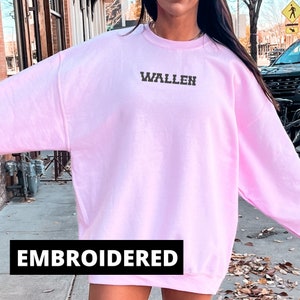 Embroidered Country Music Wallen Concert Crewneck Sweatshirt, Cowboy Sweatshirt, Country Shirt, Western Sweatshirt, Concert Shirt, Country