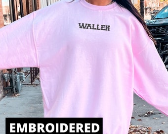 Embroidered Country Music Crewneck Sweatshirt: Wallen Concert, Western Style