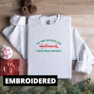 Embroidered Hallmark Christmas Movie Oversized Sweatshirt Hoodie, Christmas Gift, This is My Movie Watching, Christmas Shirt, Gift for Her