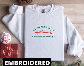 Embroidered Hallmark Christmas Movie Oversized Sweatshirt Hoodie, Christmas Gift, This is My Movie Watching, Christmas Shirt, Gift for Her