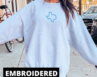 Embroidered Texas State Crewneck: Western Concert Sweatshirt