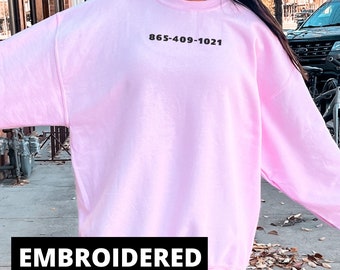 Embroidered Country Music Crewneck Sweatshirt: Pink Concert Shirt
