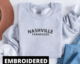 Embroidered Nashville Tennessee Oversized Crewneck Sweatshirt