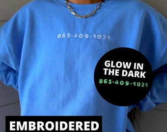 Embroidered Country Music Crewneck Sweatshirt: Glow in the Dark Concert Shirt