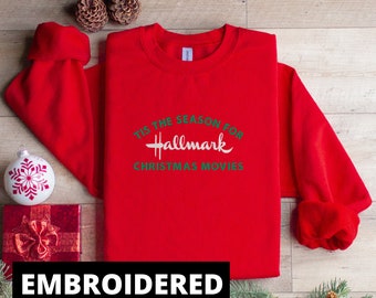 Embroidered Hallmark Christmas Movie Oversized Sweatshirt Hoodie, Christmas Gift, This is My Movie Watching, Christmas Shirt, Gift for Her