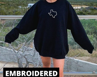 Embroidered Texas State Crewneck: Western Concert Sweatshirt