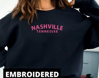 Embroidered Nashville Tennessee Oversized Crewneck Sweatshirt