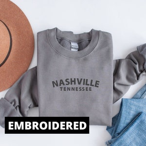 Embroidered Nashville Tennessee Oversized Graphic Crewneck Sweatshirt Country Music Concert State Shirt Cowboy Western Music City Cowgirl