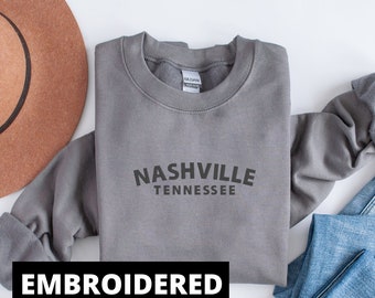 Embroidered Nashville Tennessee Oversized Crewneck Sweatshirt