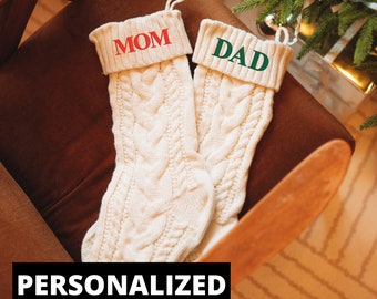 Embroidered Personalized Christmas Stockings, Name Stocking, Family Stocking, Knit Sweater, Monogram Gift, Christmas Gift Holiday Decoration