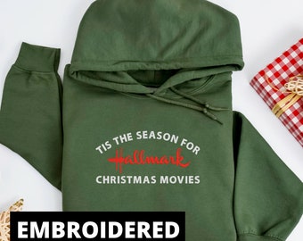 Embroidered Hallmark Christmas Movie Oversized Sweatshirt Hoodie, Christmas Gift, This is My Movie Watching, Christmas Shirt, Gift for Her