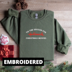 Embroidered Hallmark Christmas Movie Oversized Sweatshirt Hoodie, Christmas Gift, This is My Movie Watching, Christmas Shirt, Gift for Her