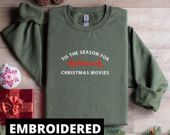 Embroidered Hallmark Christmas Movie Oversized Sweatshirt Hoodie, Christmas Gift, This is My Movie Watching, Christmas Shirt, Gift for Her