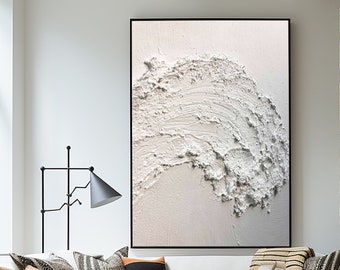 white wall art white 3D Textured art white textured wall art white abstract art painting white abstract Ocean wave painting white wall art