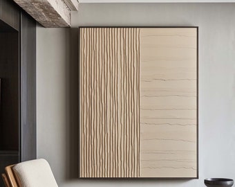 Large beige Wabi-Sabi mural decoration,beige 3D texture painting,beige minimalist art,beige abstract art painting,modern wall art decoration