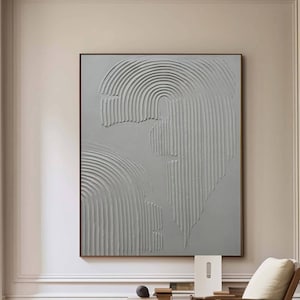 Gray 3D Texture Wall Art: Minimalist Abstract Painting