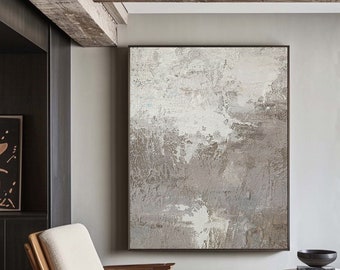 Large Original Gray Abstract Painting For Living Room Contemporary Paintings, Gray Painting white Painting, Oversized Scandinavian Art